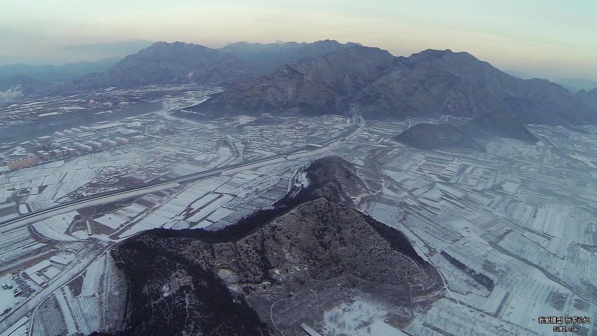 航拍北京十三陵初春瑞雪