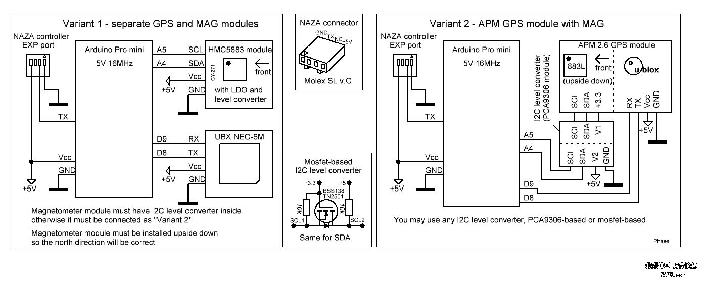 naza 系列飞控使用 apm 2.6 gps 或 nec-6m gps