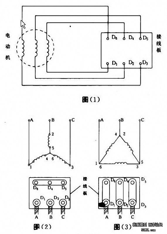 请问3根引出线的三相电机是什么接法的