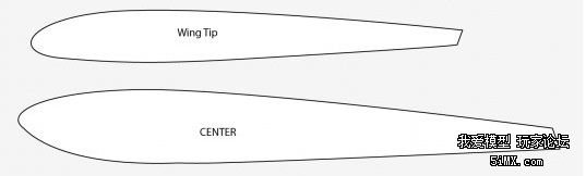 一种泡沫飞翼 翼根_翼尖 断面图 成型后带机翼扭转角